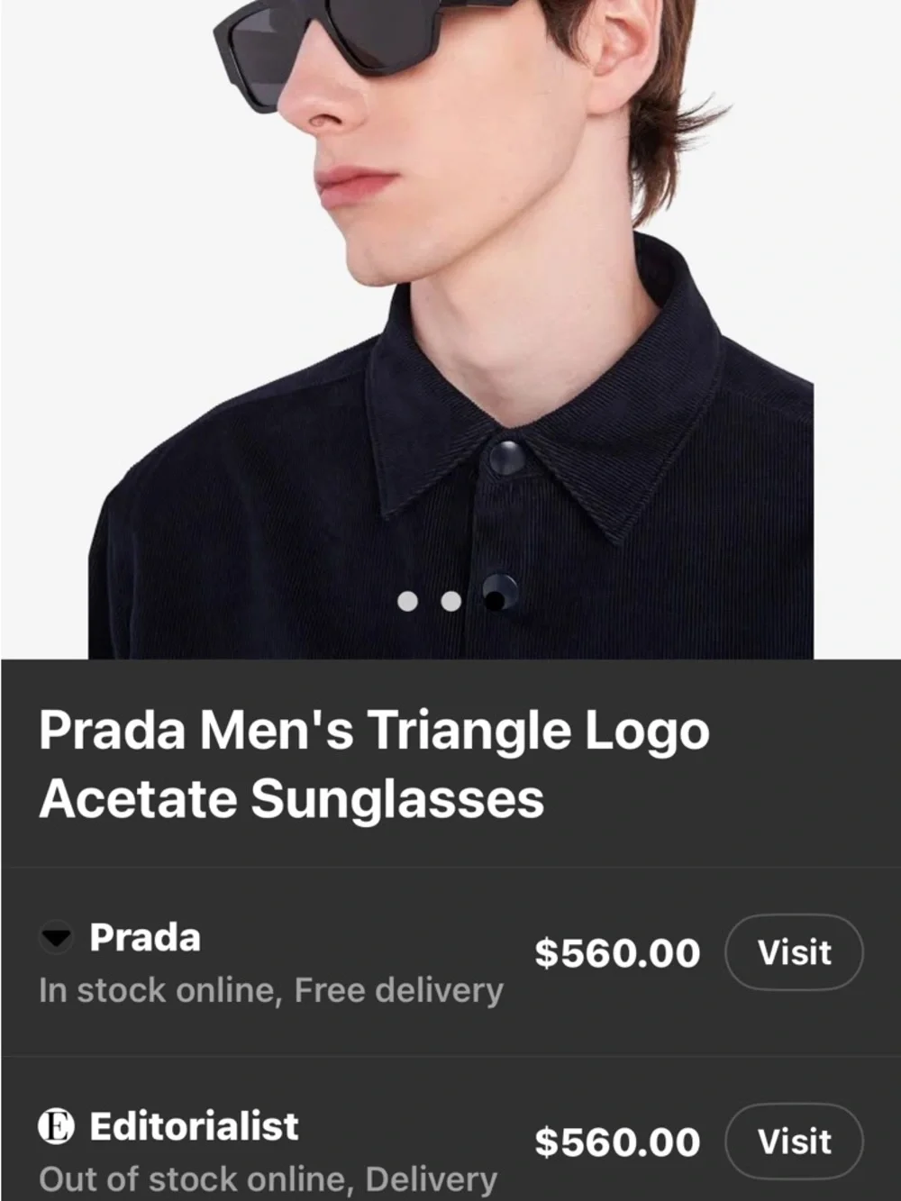 Prada Unisex Triangle Logo Acetate Sunglasses - Picture 7 of 7